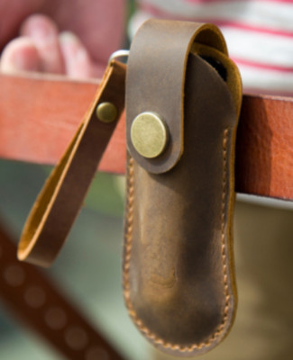 fold knife Jackknife bag holder pouch waist pack cow leather cover brown H501