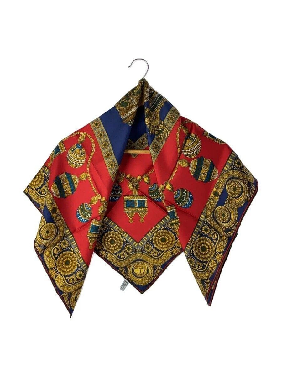 Foulard femme Christian Dior soie rouge tous motifs occasion