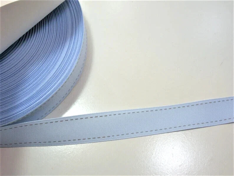 Light Blue Grosgrain Ribbon 1 inch wide x 10 yards Schiff Railroad Tracks B5 - Image 2 of 4