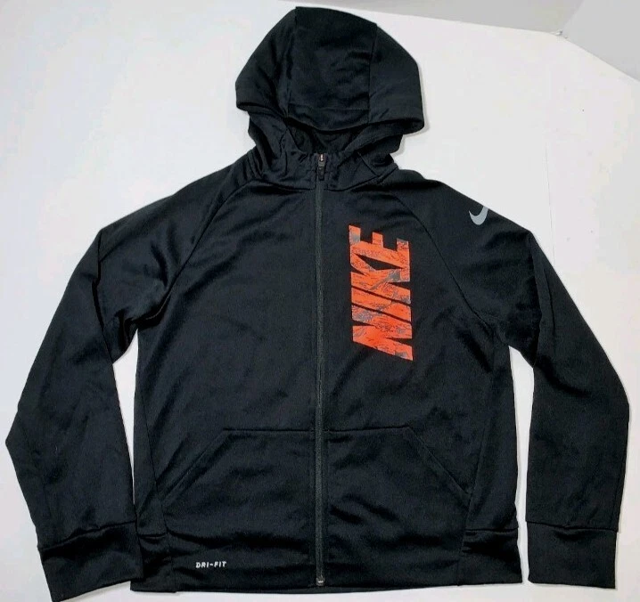Nike training full zip dri fit logo hoodie black sales