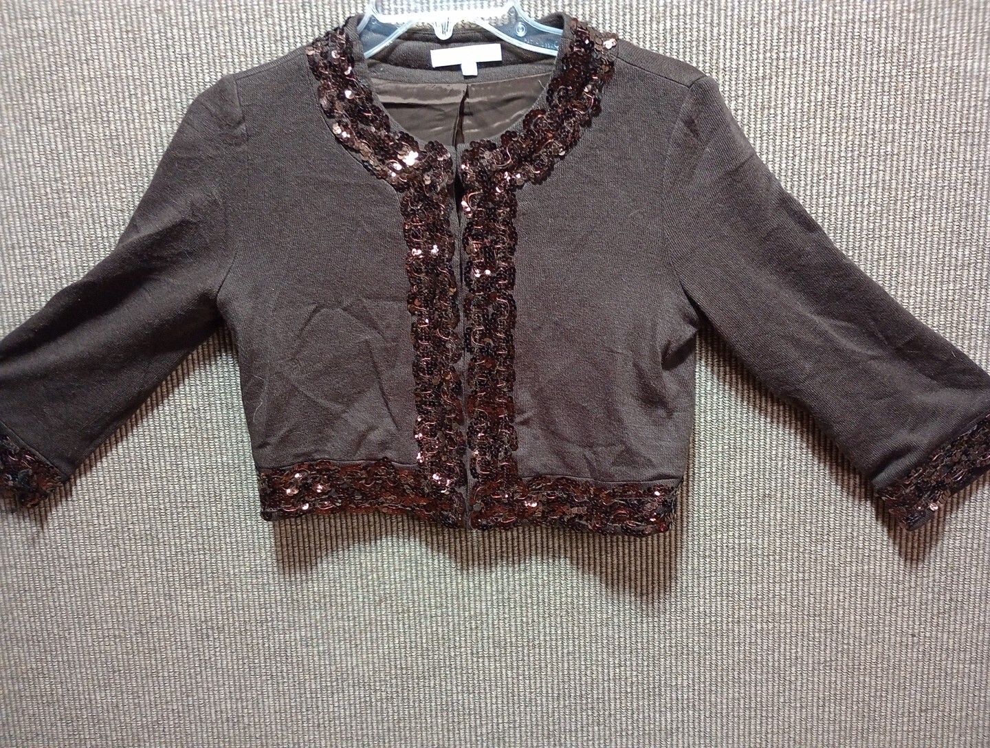 Parameter Cropped Sequence Cardigan Brown Size Sm… - image 2
