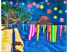 Pintura digital de paisaje de playa tropical fascinante ¡a la venta! (SOLO IMAGEN DIGITAL)