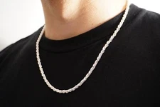 Heavy Diamond Cut Solid .925 Silver Rope Chain 4mm 20 Inches Stamped .925 Italy