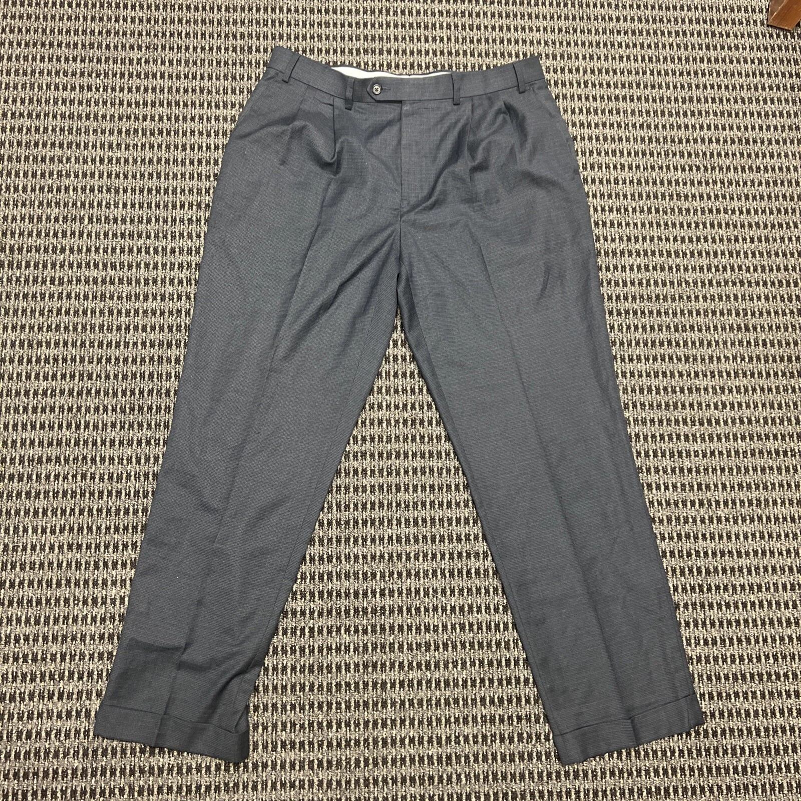 Ralph by Ralph Lauren Dress Pants Mens 34x30 Navy Blue Check Slacks