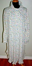 Vtg Vanity Fair Pink Floral Flannel 3/4 Sleeve Cottagecore Prairie Nightgown L