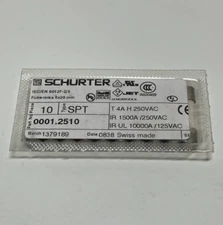 10 SCHURTER Ceramic Slow Blow Fuses NEW! SPT 5 x 20 mm - 4A 250VAC - 0001.2510