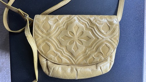 HOBO INTERNATIONAL Patterned Mustard Yellow Leather Hobo Crossbody Purse - Picture 13 of 13