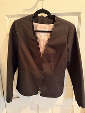 Rebecca Taylor Black Scalloped Blazer Size 4 Women's Jacket