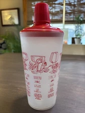 Red Plastic 1960s COCKTAIL SHAKER with receipes