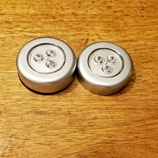 Wireless LED Puck Lights  Battery Operated Easy Install 2 Pack Touch Switch New 