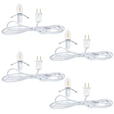 6Ft White Cord with C7 LED Bulbs  On/Off Switch for Holiday Decor