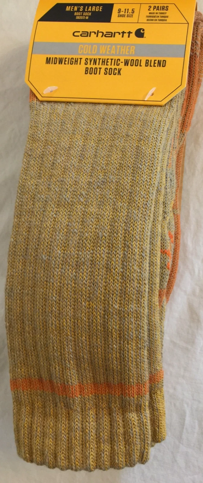 NWT Carhartt Cold Weather Socks Large 9-11.5 2 Pair Midweight Synthetic-Wool Men