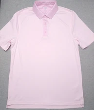 Graham Luxe Mens Golf Polo Shirt Pink 1/4 Button Medium Polyester Short Sleeve