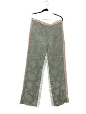Zara Womens Pants M Medium Trousers Green Jacquard Straight Leg 2536/820 NWT