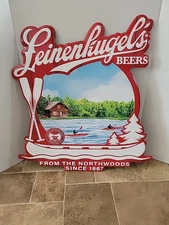 Leinenkugels Beer Canoe Paddle & Water Lake Cabin Tin Sign Northwoods  New