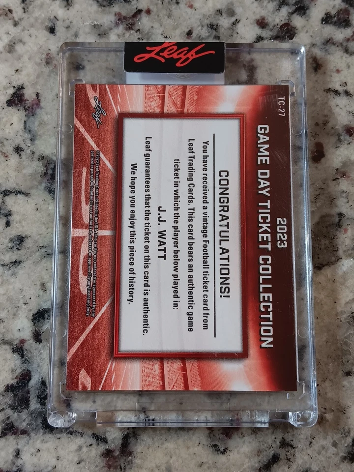2023 Leaf Game Day Ticket Collection JJ Watt #TC-27 - Image 2 of 2