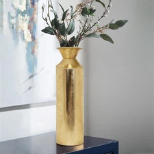 Tall Floor Metal Vase Decorative for Twigs Branches Dried Artificial Flowers 