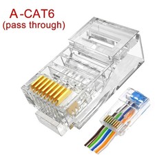 RJ45 CAT6 CAT5E Pass Through Connectors 8P8C Ethernet Modular Plug