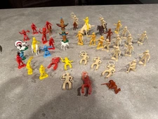 44 Pcs Vintage MPC ,Marx & Tim Mee Cowboys Indians Horses Animals 50+