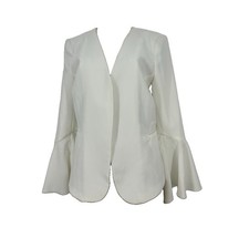 NEW Philosophy Sz 4 Women Bell Sleeve Open Front Blazer Jacket White Lined 58-2