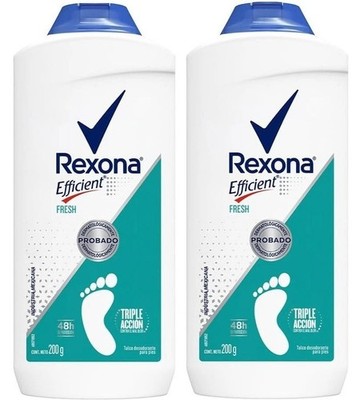 Rexona Efficient Powder FRESH Talco Foot Pies Deodorant 200g Each - 2 PACK