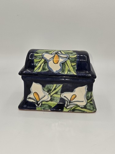 Talavera Blue Calla Lily Butter Dish - Picture 3 of 7