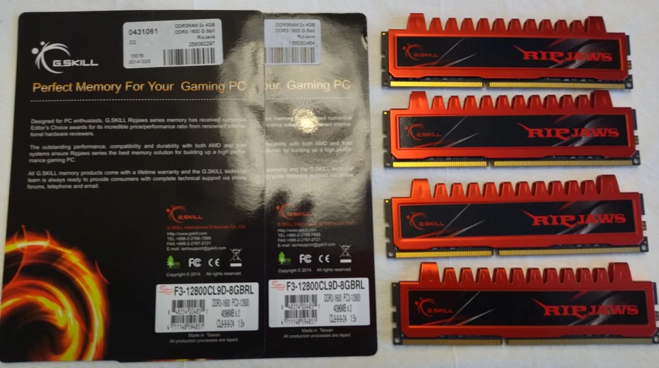 G.Skill RipJaws DDR3-1600 PC3-12800 4x4GB 16GB