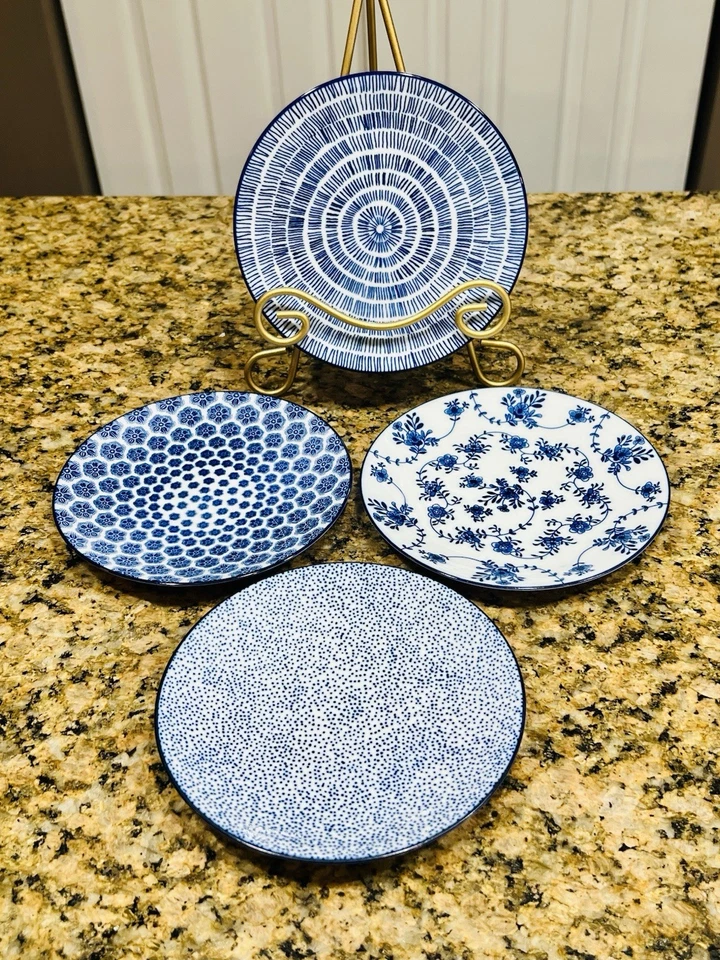 IKEA Suecia “ENTUSIASM” Placas Laterales Muti Patrón/Azul Juego de (4) 7" EX Estado Foto 2 de 4