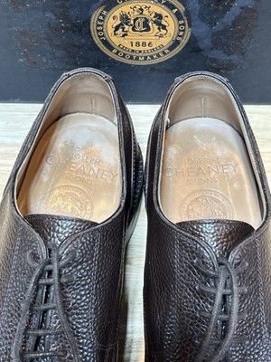 Joseph Cheaney Men's Brown Pebble Grain Leather Split Toe Derbies