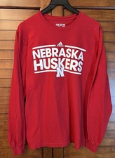 Nebraska Cornhusker Long Sleeve Shirt Size Large Adidas Red And White