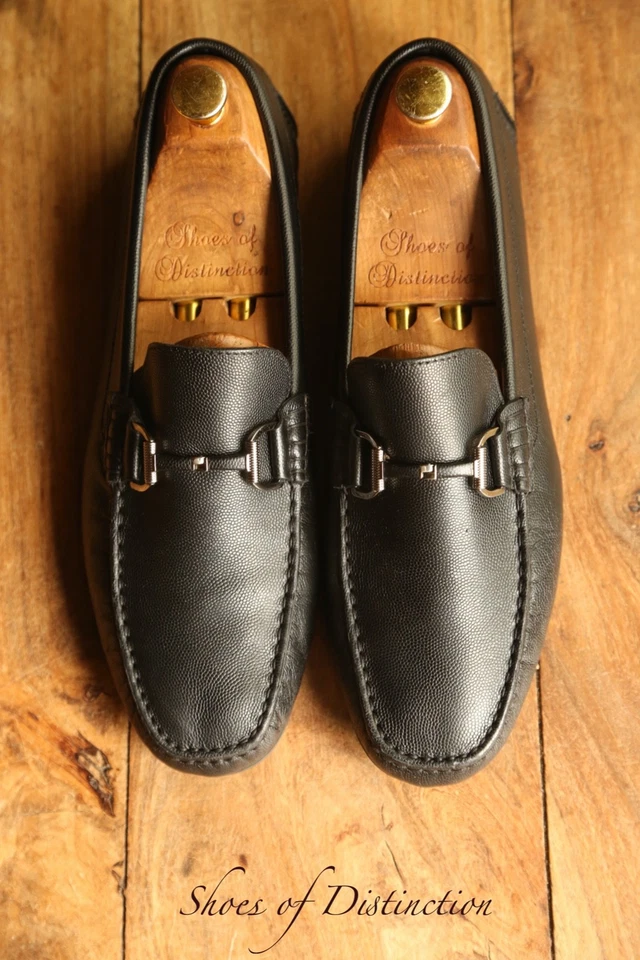 Mocassins Ermenegildo Zegna en cuir noir et argent chaussures de conduite hom... - Photo 4/4