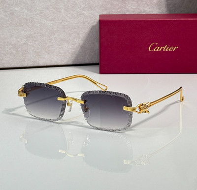 Cartier Décor Panthère Rare Collection Diamond Cut Grey/Purple Lens Gold Temples