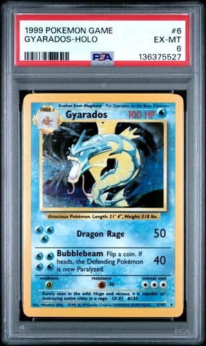 1999 POKEMON BASE SET UNLIMITED #6 GYARADOS-HOLO PSA 6