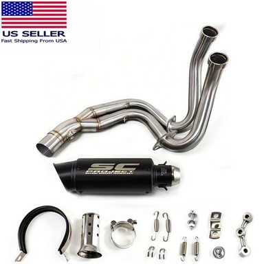 For Kawasaki Ninja 650 Z650 2012-2025 Full System Exhaust Tips Black Header Pipe