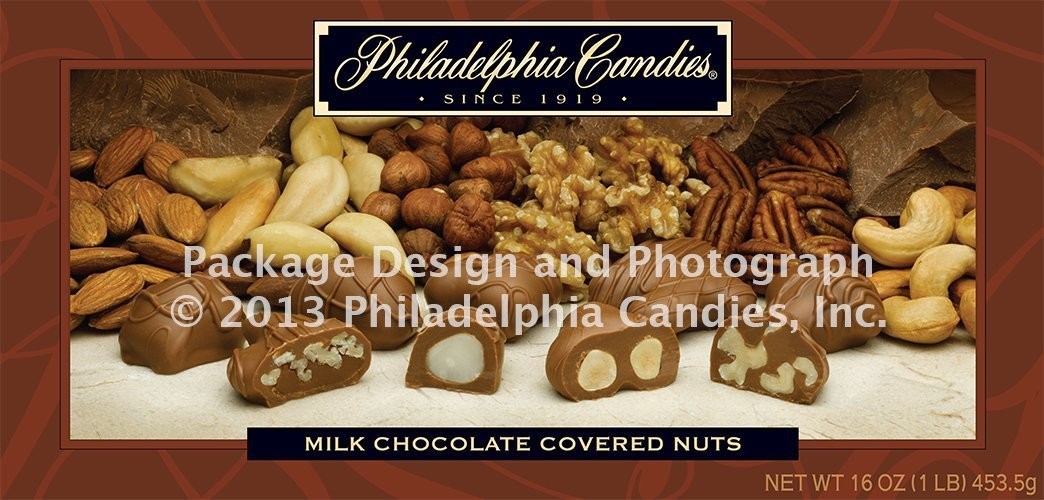 Milk Chocolate Covered Assorted Nuts, 1 Pound Gift Box (Almond, Brazil, Cashe...