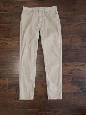 Uniqlo Ezy Jeans Mens Medium Beige Ultra Stretch Slim Fit Tapered 33-36 Waist