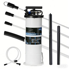 6.5L Oil Extractor Pump–Pneumatic/Manual Fluid Change Tool w/Suction Hose Blue