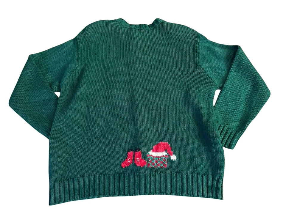Cárdigan vintage 1998 Susan Bristol para mujer grande verde Navidad suéter con etiquetas Foto 3 de 4