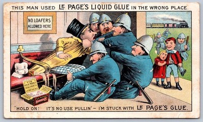 K48/ Interesting Postcard c1910 Le Page's Glue Advertising Cops Comic 443