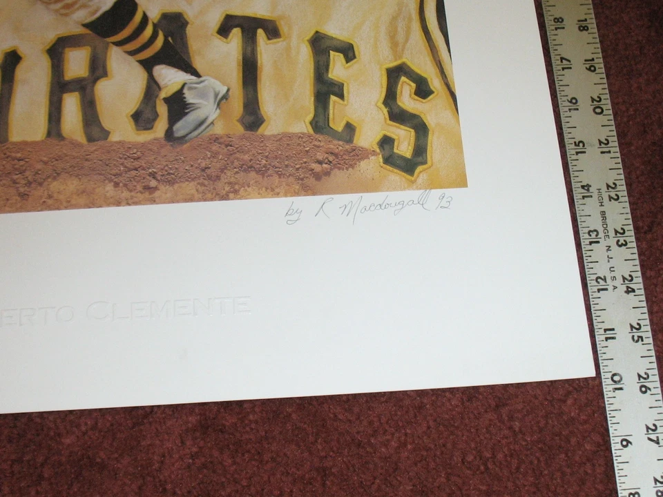 Roberto Clemente artist-signed print ~26 x 19 ~Rob MacDougall ~108/240 ~1993 - Image 2 of 4