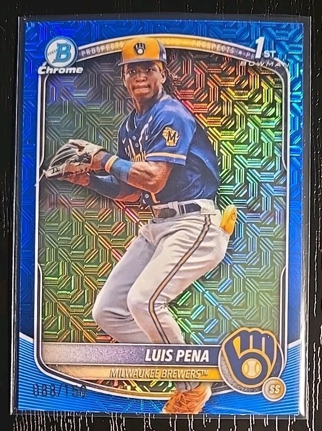 Luis Pena 2025 1st Bowman Chrome Blue Mojo Mega Box Refractor 088/150 #BCP-38 
