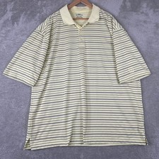 PGA Tour Polo Shirt Mens 3XL Tall Yellow Striped Performance Golf Short Sleeve