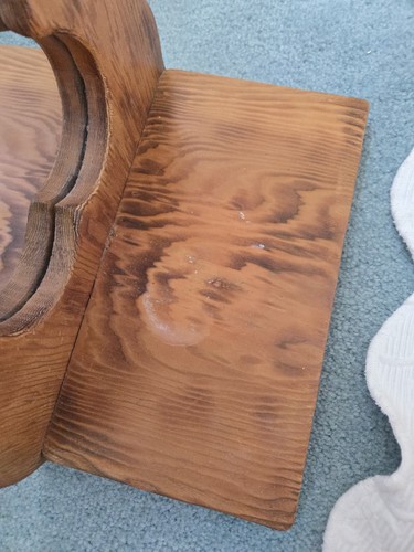 WOODEN (HANGING) W/SHELF SCALLOP TOP/SIDE EDGE W/MIRROR - Picture 10 of 10