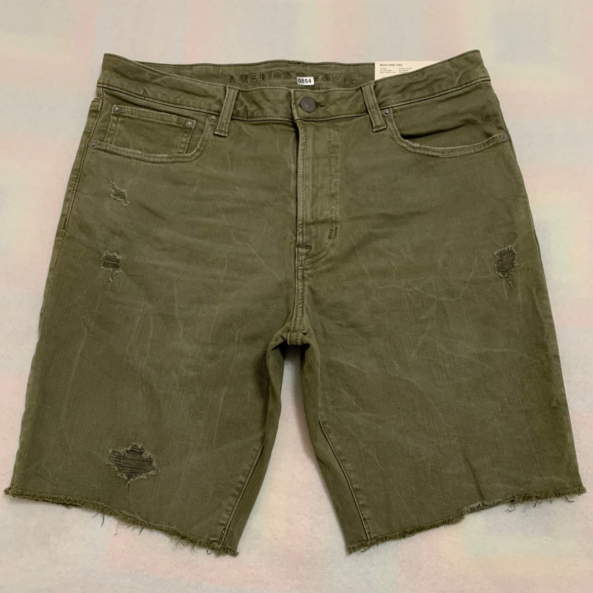 【GREEN】Plain Front Shorts Cut-Off Twill Garment Dye Pine Dyed Men's Twill Shorts | 100% Cotton Crazyshorts®