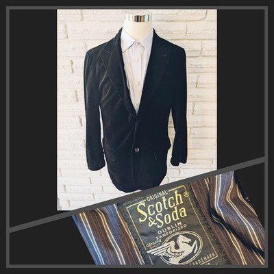 SCOTCH & SODA X-Large 52EU / 42US Black Cotton Velvet Blazer Jacket