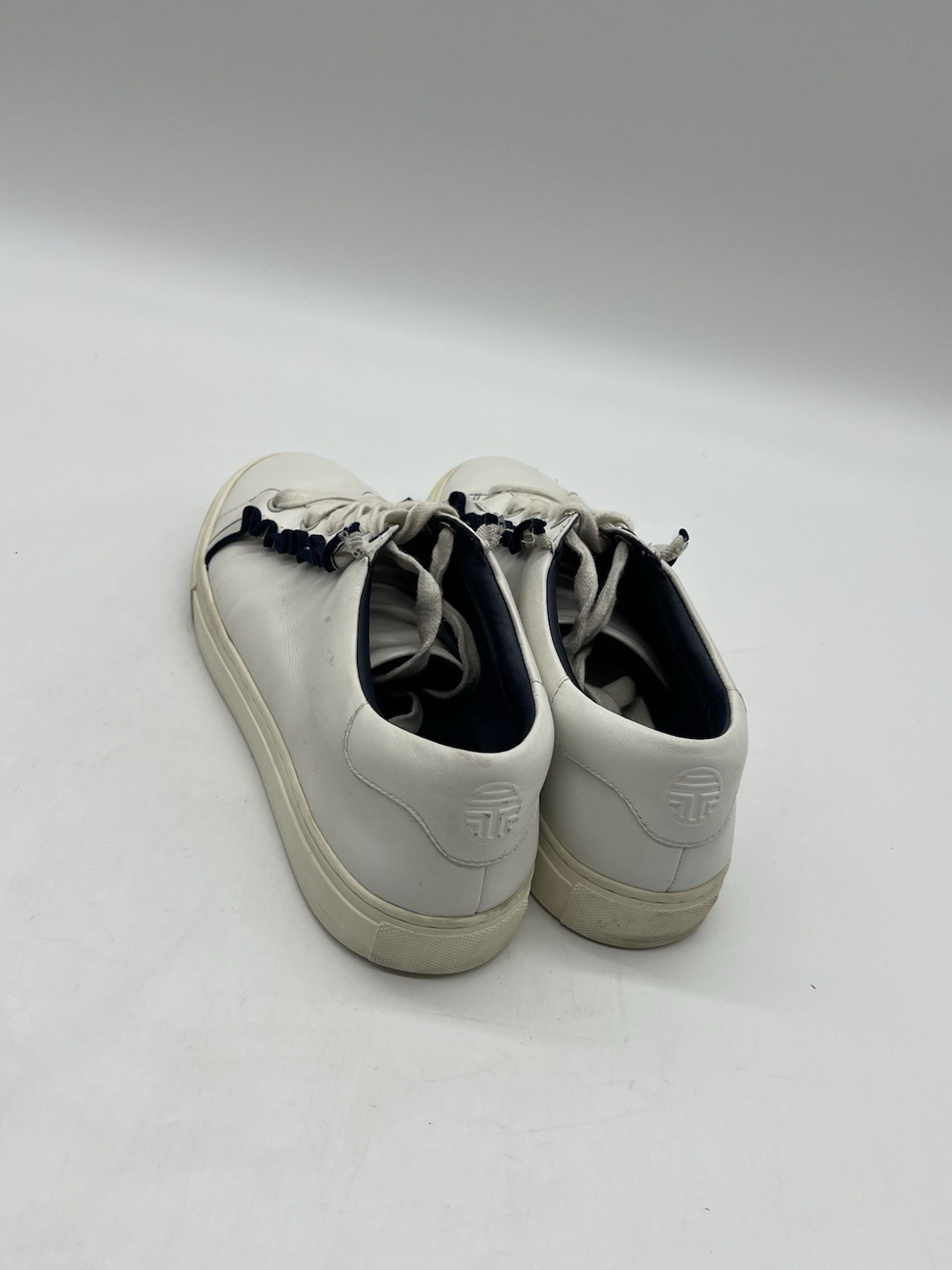 Tory Burch Sport Ruffles Women As 9.5M White Blue Leather Fashion Sneakers Shoes thumbnail 9