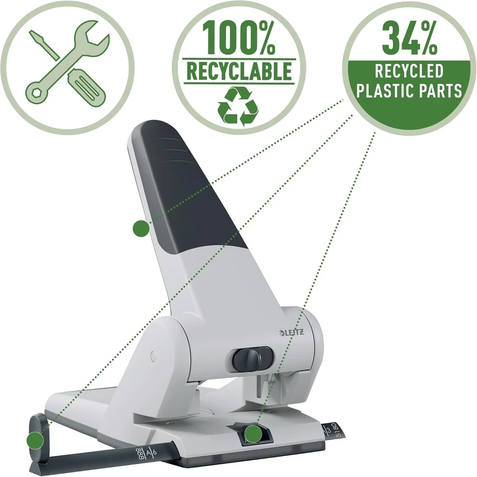 , Perforatore a 2 Fori per Casa E Ufficio Pratica E Robusta Con Impugnatura Anti - Immagine 3 di 4