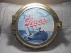 Vintage STROH'S Beer Advertising Porthole Sailing Sign Nautical NICE!