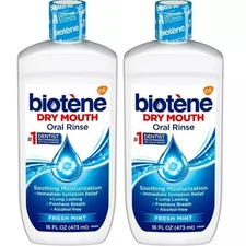 2 x Biotene Oral Rinse Moisturizing Mouthwash for Dry Mouth Relief, Fresh Mint