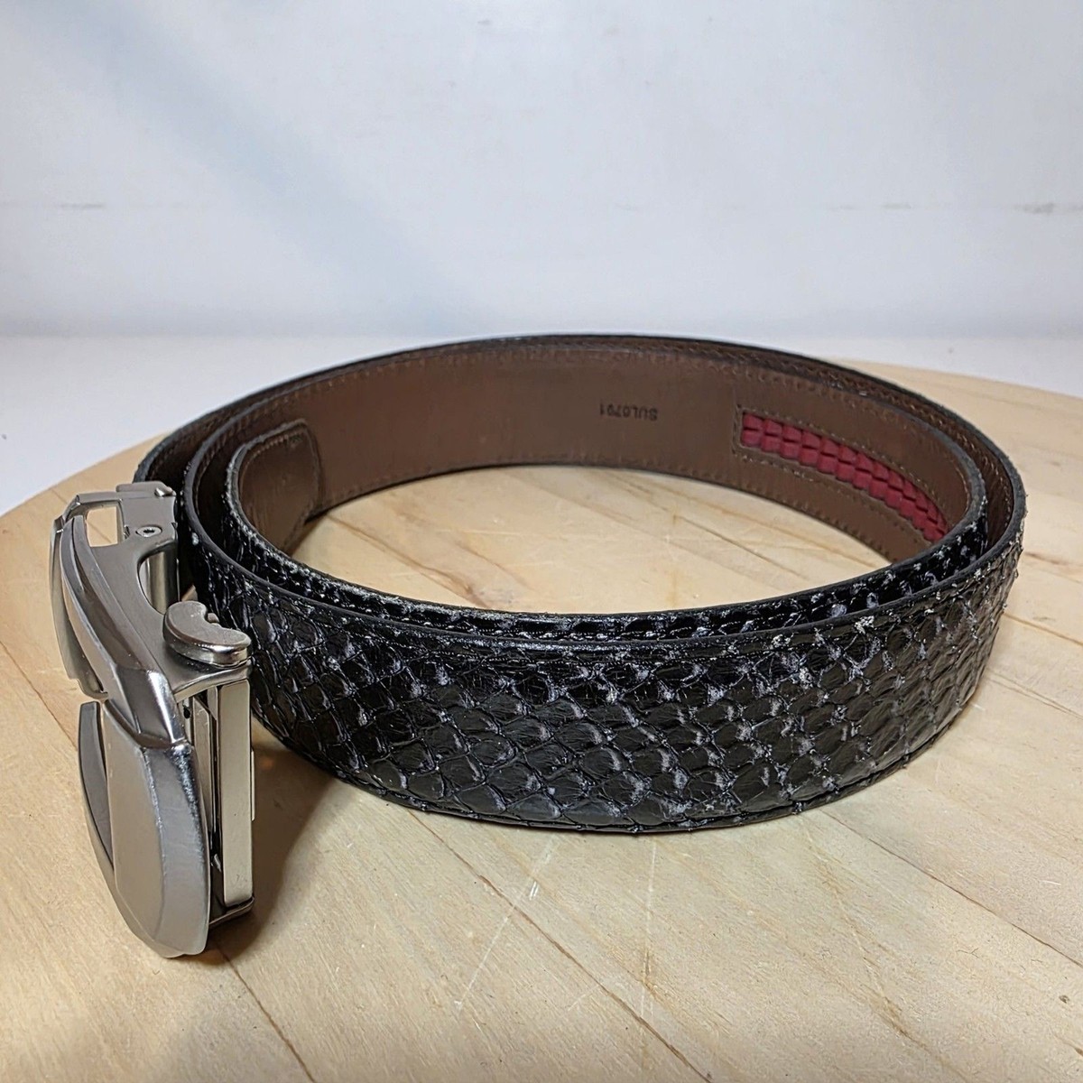 Nexbelt Rowland Thomas Serpent Collection Embossed Black Python Look Men Size 35 View 3